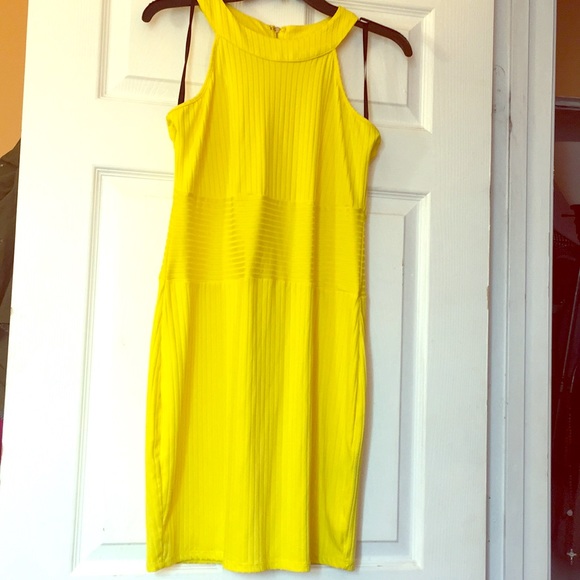 bebe Dresses & Skirts - ✨Bebe stretching sexy yellow dress(L) ~ BRAND NEW